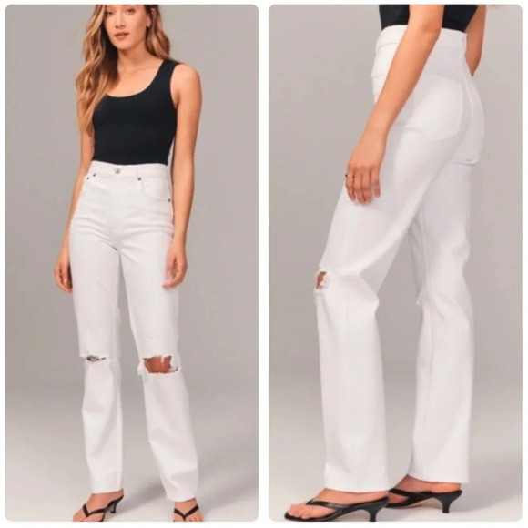 Abercrombie & Fitch The '90s Straight Ultra High Rise Long Jeans - Picture 1 of 16